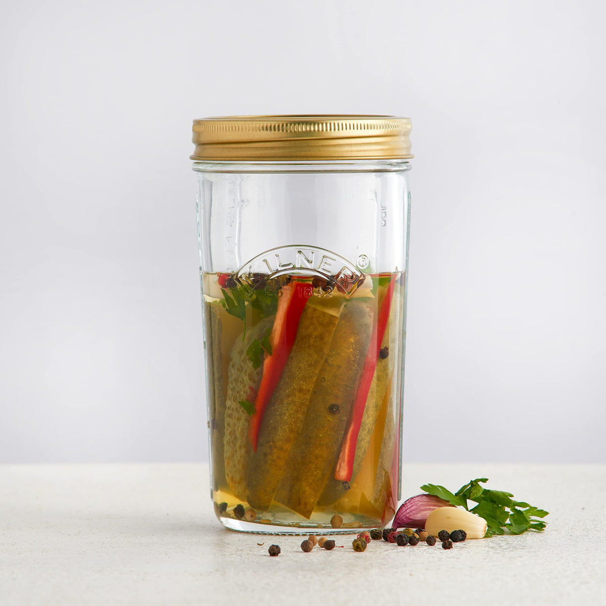Kilner 1 Litre Wide Mouth Preserve Jar 1 Litre- Secure Vacuum Seal, Easy Fill, Glass Storage - Home Deco London