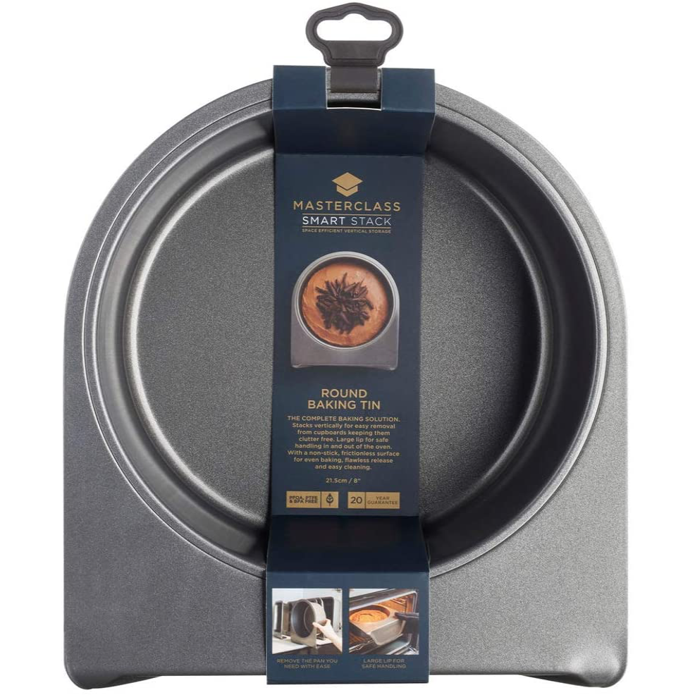 MasterClass 21.5cm Stackable Cake Tin - Non Stick Carbon Steel, Space Saving Design - Home Deco London
