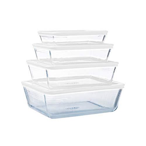 Pyrex Cook & Freeze Glass Containers Set of 4 with Airtight Lids - Home Deco London