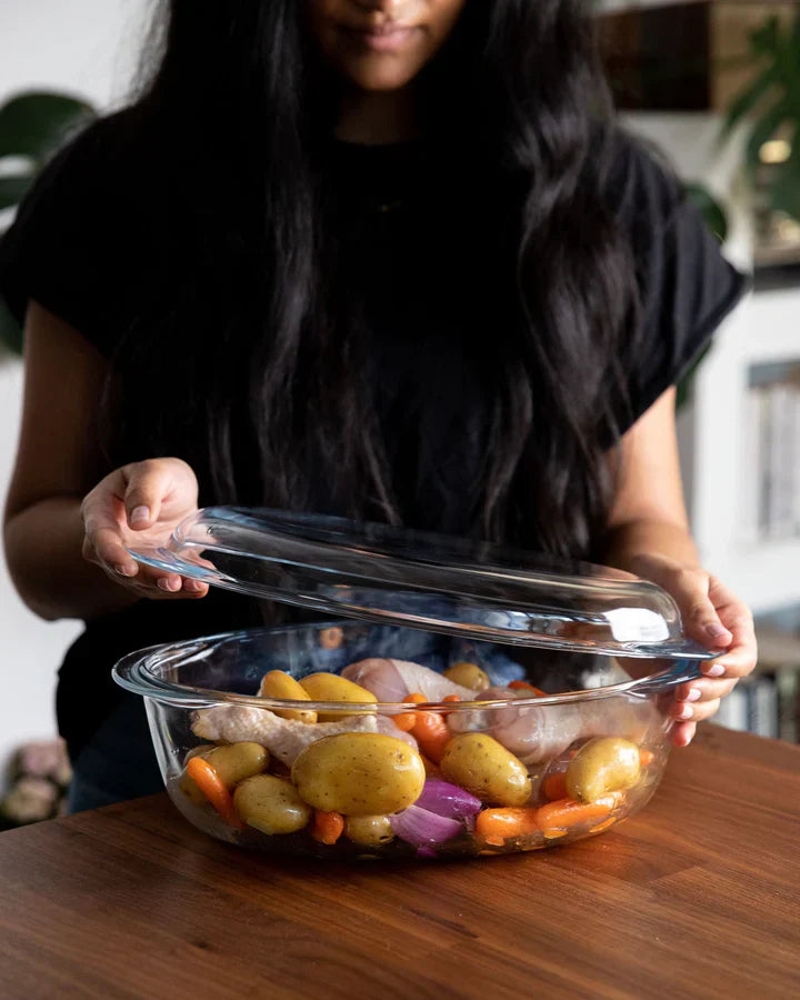 A stunning Pyrex casserole dish showcased on a kitchen countertop, highlighting its versatility and durability, essential for every kitchen as per the blog post 'Why Pyrex Casserole Dishes Are Essential For Every Kitchen'.