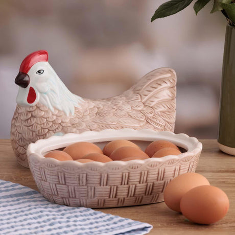 Kitchen Storage featuring a variety of decorative storage containers including Mason Cash hen egg holders and vintage tin storage options for a stylish and organised kitchen.