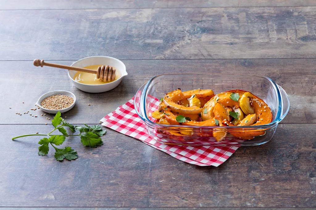 Variety of glass baking dishes from the Baking & Oven Dishes collection, showcasing versatile and stain-resistant options for roasting and baking.