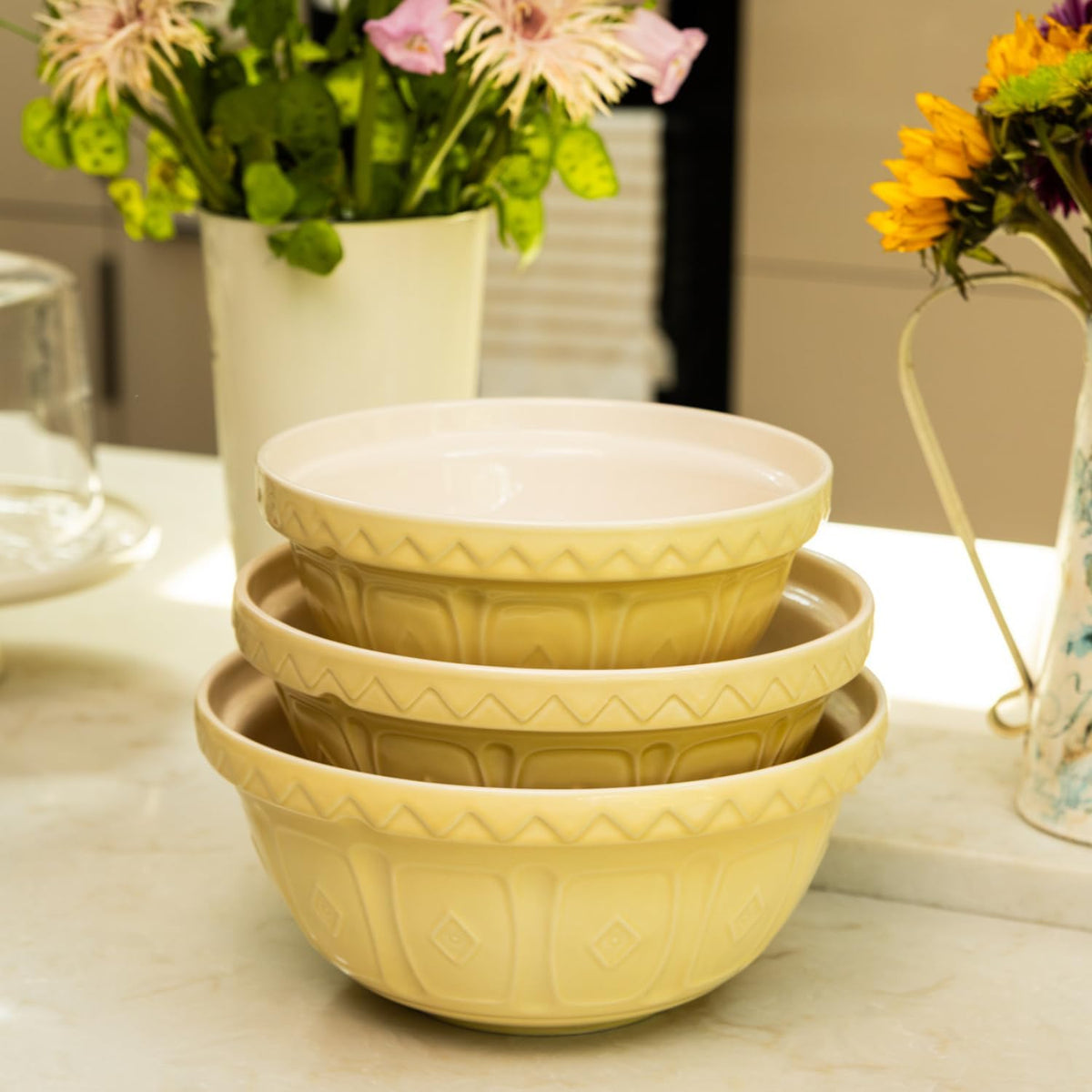Iconic Stoneware Mixing Bowls that are perfect for any kitchen, showcasing the durability and stylish design of stoneware mixing bowls.