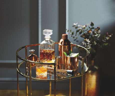 BarCraft Cut Glass Decanter Set elegantly arranged, perfect as a whisky decanter gift set for special occasions.