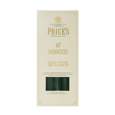 Price's Sherwood 10 Pack 10" Evergreen Dinner Candles - Home Deco London