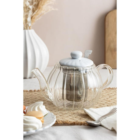 Price & Kensington Luxe Glass Teapot White 1 Litre - Home Deco London
