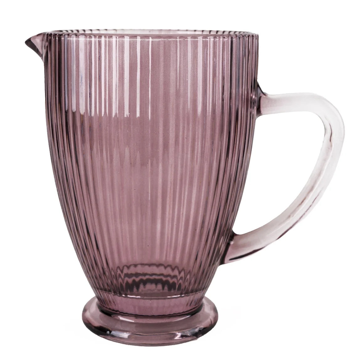 Glass Pitcher, Ridged Design, Plum Colour 20cm