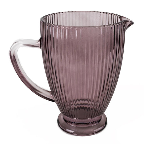 Glass Pitcher, Ridged Design, Plum Colour 20cm