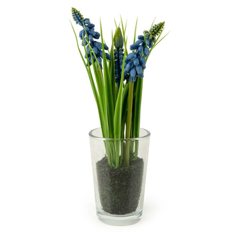 Blue Hyacinthus Artificial Flower in Clear Glass Vase 20cm