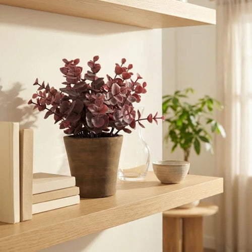 23cm Purple Eucalyptus Plant in Pot – Artificial Eucalyptus Tree