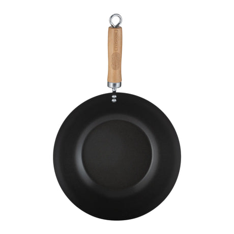 Typhoon Carbon Steel Wok with Ergonomic Handle 28cm - Home Deco London