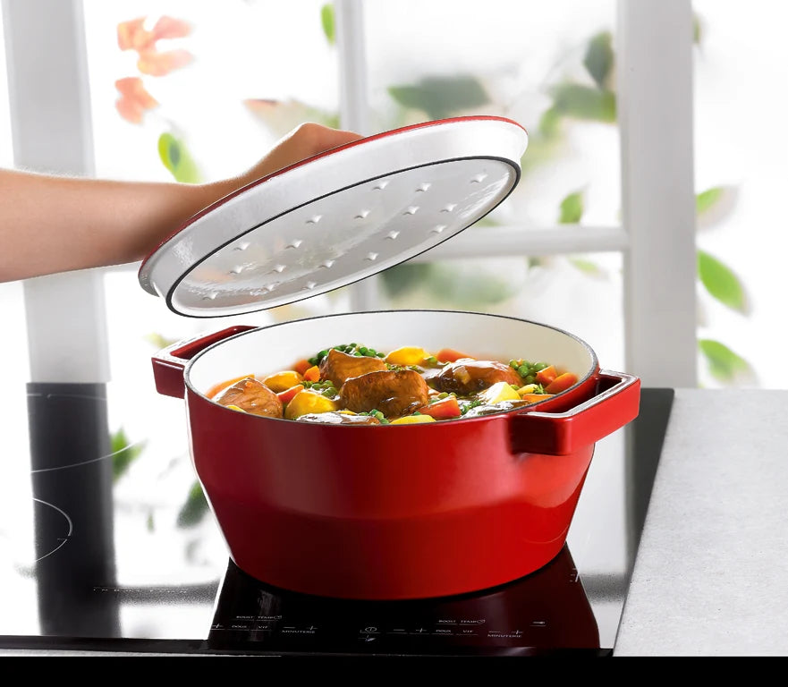 Pyrex SlowCook Red Round Cast Iron Casserole Dish 24cm - Currently on Order - Orders will be delivered from the 15/10/2026.