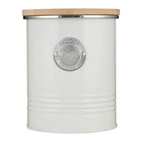 Chic Kitchen Storage Container for Coffee from the 4-Piece Canister Collection, featuring cream white metal design, an essential kitchen storage container for any coffee lover.