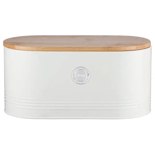 Practical Kitchen Storage Container for Bread from the 4-Piece Canister Collection, designed in cream white metal, a must-have kitchen storage container for bread lovers.