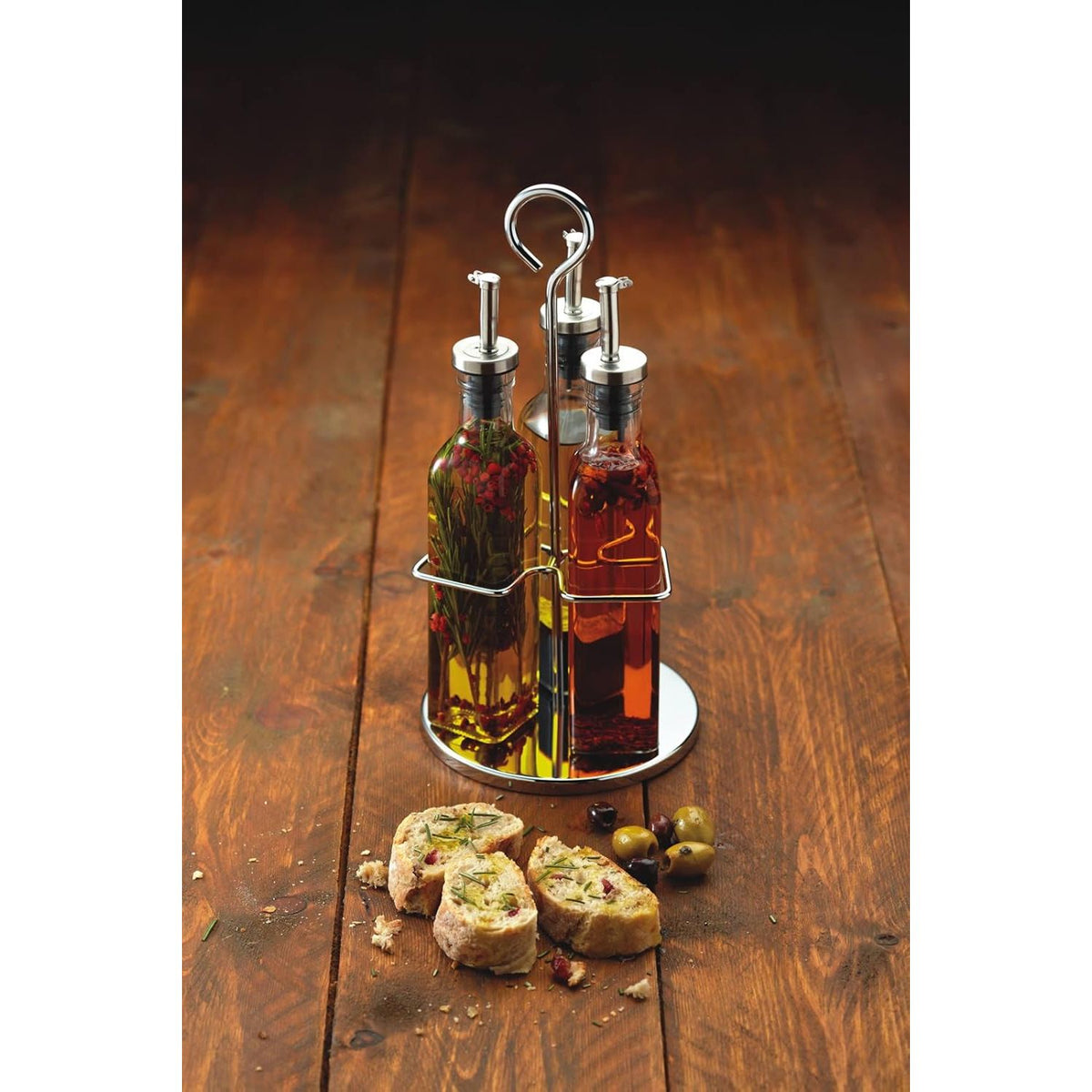 World of Flavours Italian 3 Bottle Glass Oil and Vinegar Set - Home Deco London