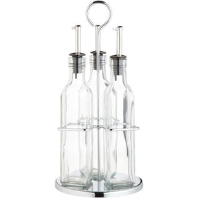 World of Flavours Italian 3 Bottle Glass Oil and Vinegar Set - Home Deco London
