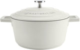 MasterClass Small Casserole Dish with Lid 2.5L/20 cm, Lightweight Cast Aluminium, Induction Hob and Oven Safe, Cream