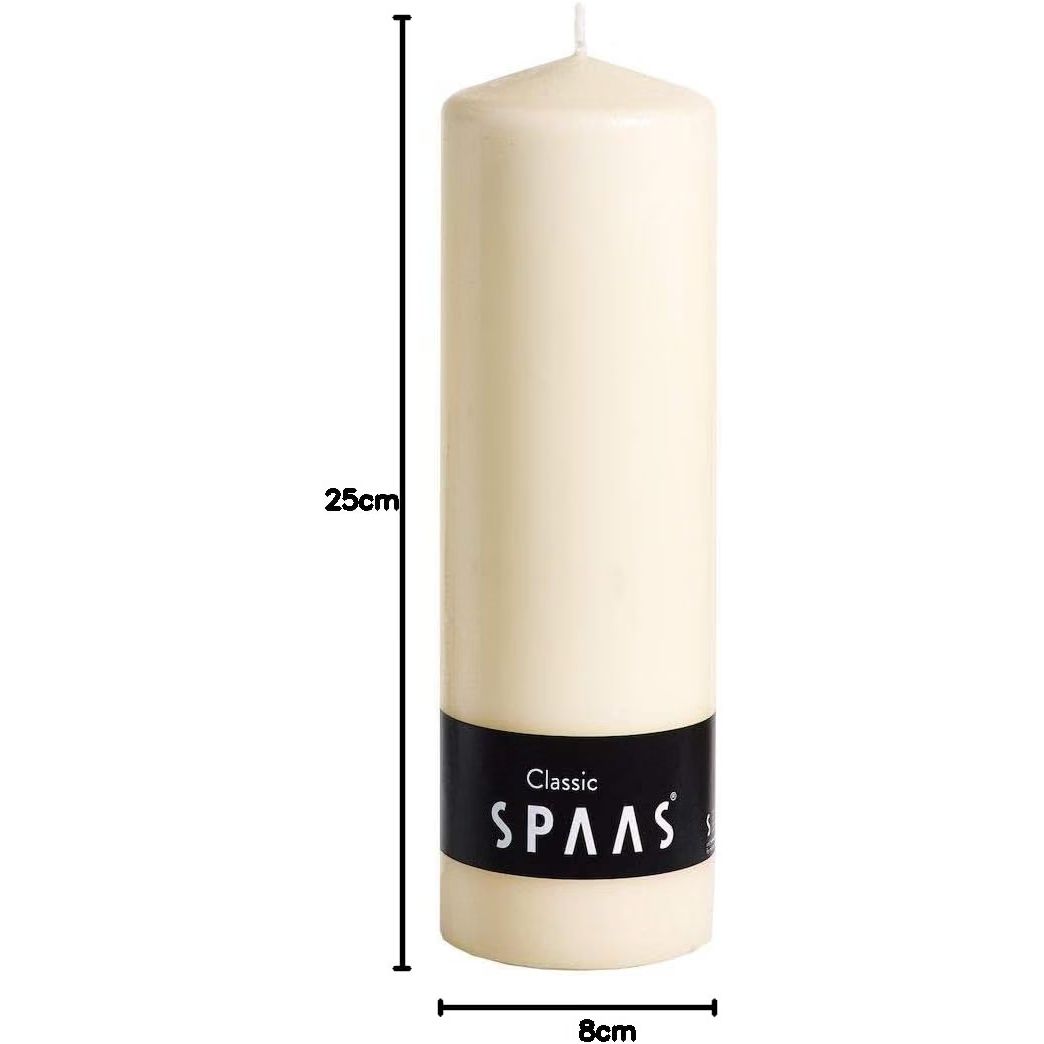 Spaas Unscented Pillar Candle 80/250 mm, 115 Hours, Ivory