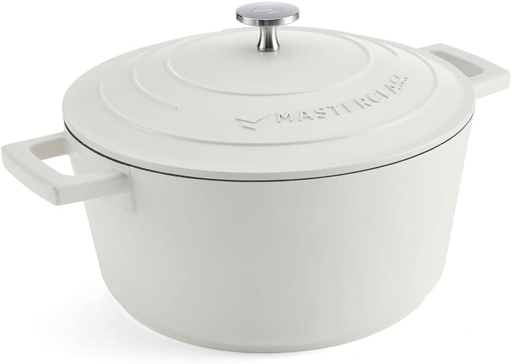 MasterClass Cast Aluminium Cream Casserole Dish, 24cm, 4 Litre, Gift Boxed
