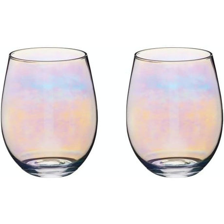 BarCraft Rainbow-Pearl Iridescent Tumbler Glasses Set of 2