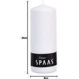 Spaas Bulk Pack Unscented Pillar Candle 80/200 mm, ±100 Hours, White 18 Candle Pack