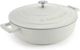 MasterClass Shallow Casserole Dish with Lid, Hob to Oven to Table Casserole Pan, Ultra Lightweight, Optimum Heat Conduction, 4L, Cream