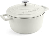 MasterClass Small Casserole Dish with Lid 2.5L/20 cm, Lightweight Cast Aluminium, Induction Hob and Oven Safe, Cream