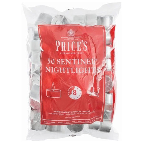 Price's Sentinel Tea Lights Nightlights Pack of 50 Unscented Tealights - Home Deco London