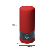 Spaas Red Pillar Candles, Unscented, 60 x 150 mm 45 Hours Burn Time