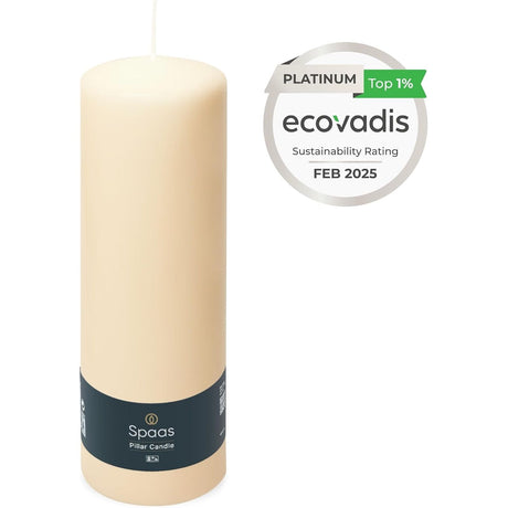 Spaas Unscented Pillar Candle 80/250 mm, 115 Hours, Ivory