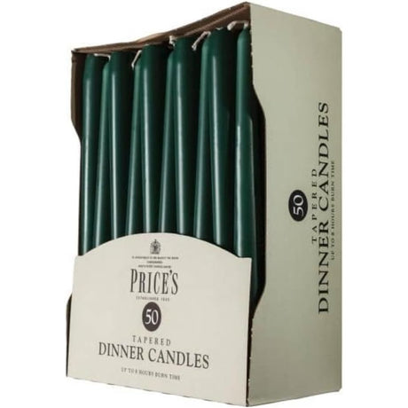Price's Candles Evergreen Dinner Candles Pack of 50 | Unscented, up to 7 hours burn