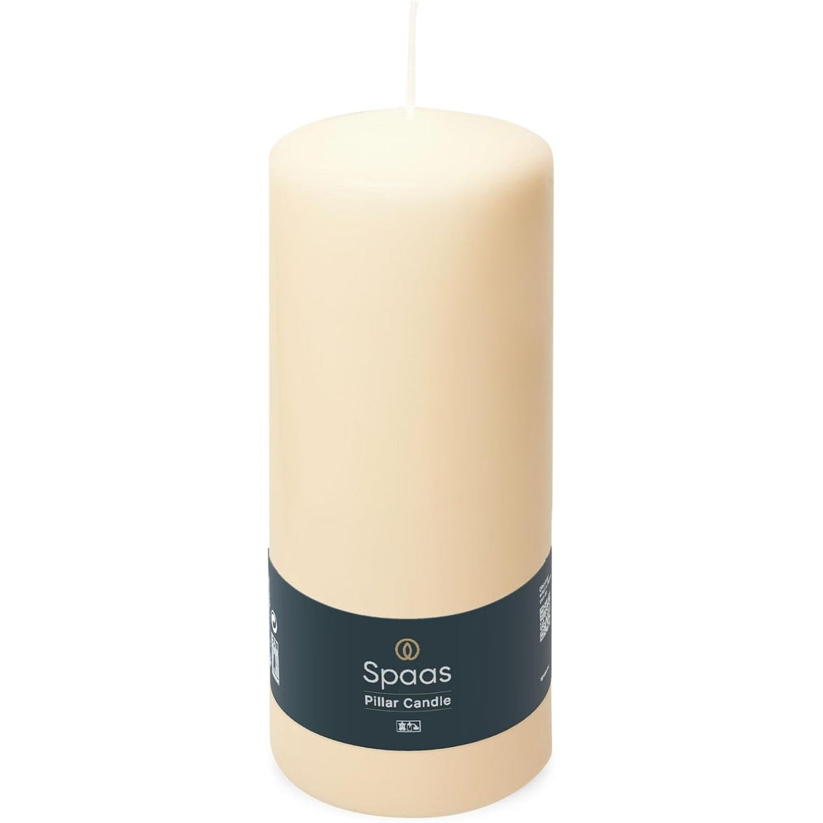 Spaas 6 Unscented Pillar Candle 80/200 mm, ±100 Hours, Ivory