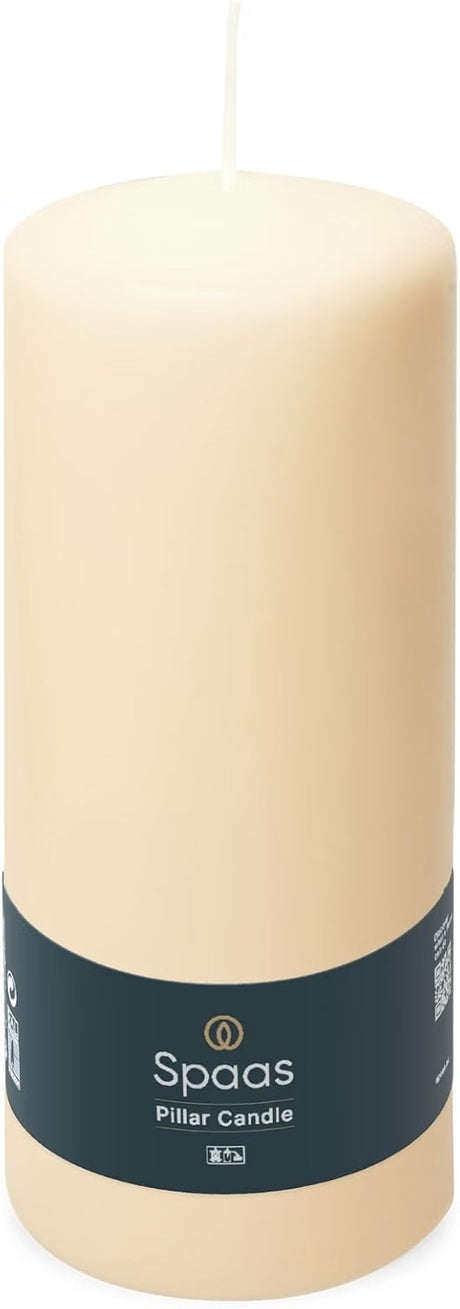 Spaas Unscented Pillar Candle 80/200 mm, 90 Hours, Ivory