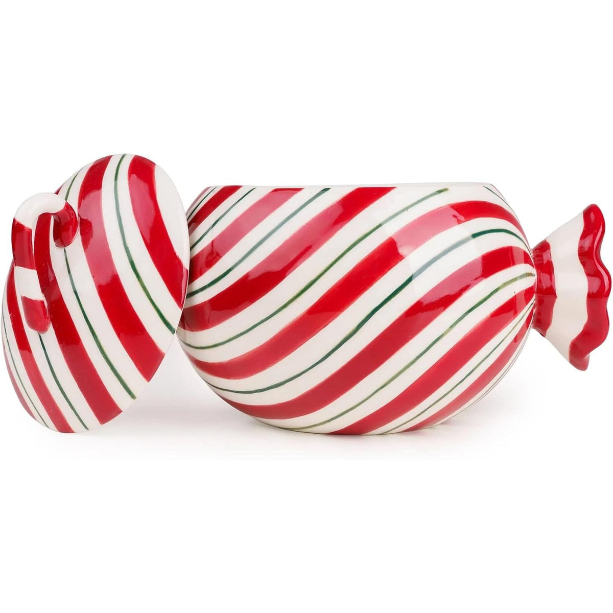 Christmas Ceramic Candy Food Storage Jar Red/White 20cm