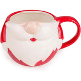 Santa Gnome Ceramic Mug with Lid, Red