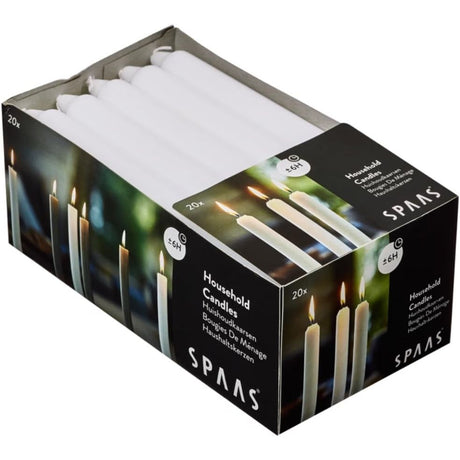 Spaas Unscented Bistro Candles 19/180mm, ± 6 Hours, 20 Pieces, White