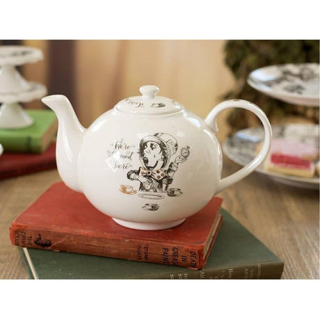 V&A Alice in Wonderland Teapot White 1.1 Litre (6 Cup)