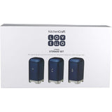Lovello Storage Canisters for Tea Coffee and Sugar in Gift Box, Textured Hexagonal Finish, Steel, Midnight Navy