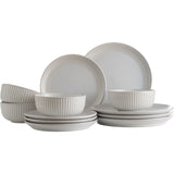 Mason Cash Reactive Ridge White 12 Piece Dinner Set