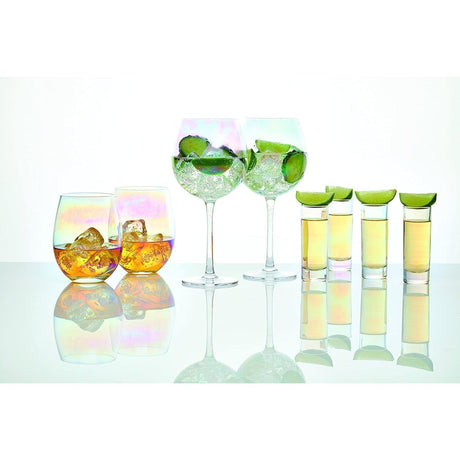 BarCraft Rainbow-Pearl Iridescent Tumbler Glasses Set of 2