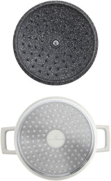 MasterClass Small Casserole Dish with Lid 2.5L/20 cm, Lightweight Cast Aluminium, Induction Hob and Oven Safe, Cream