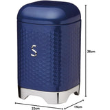Lovello Storage Canisters for Tea Coffee and Sugar in Gift Box, Textured Hexagonal Finish, Steel, Midnight Navy