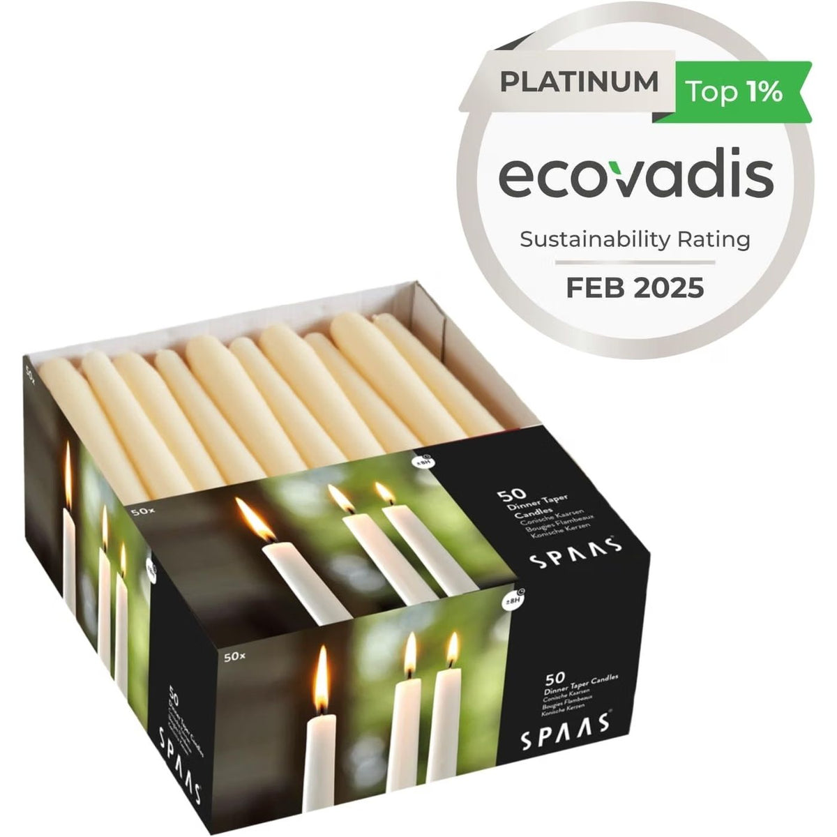 Spaas Bulk Pack of Unscented Dinner Candles 23cm | Long-Lasting 8 Hour Burn | 150 Ivory Festilux Candles