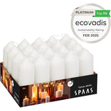 Spaas Tray of 20 Unscented Pillar Candles 40/110 mm, 13 Hours, White