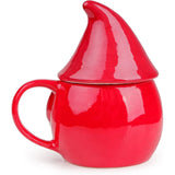Santa Gnome Ceramic Mug with Lid, Red