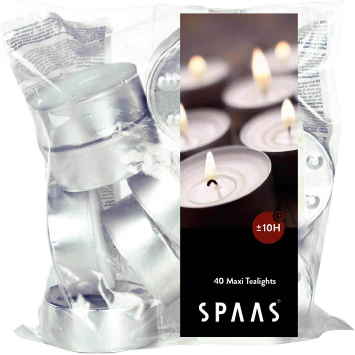 Spaas Maxi Tealights Bag x40, ± 10 Hours, White