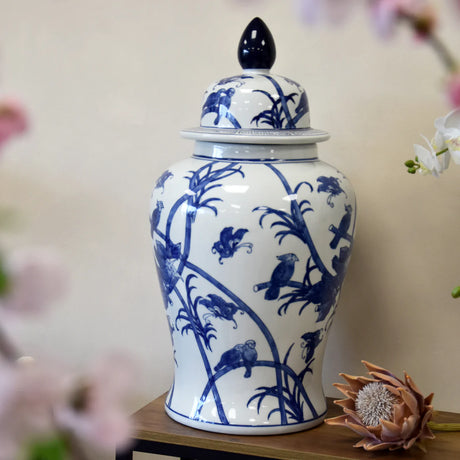 Sumatra Large Ginger Jar 62Cm Blue And White - Home Deco London