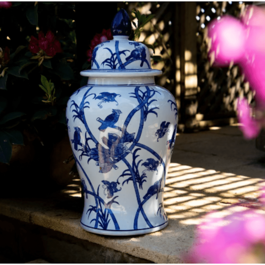 Sumatra Large Ginger Jar 62Cm Blue And White - Home Deco London