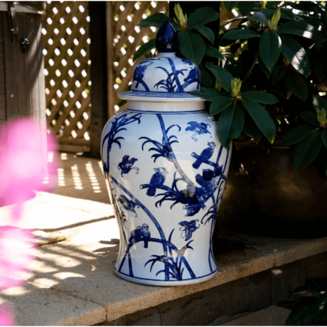 Sumatra Large Ginger Jar 62Cm Blue And White - Home Deco London