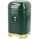 Lovello Tea, Coffee and Sugar Storage Canister, Hunter Green & Gold, 11.5 x 11.5 x 19.5cm